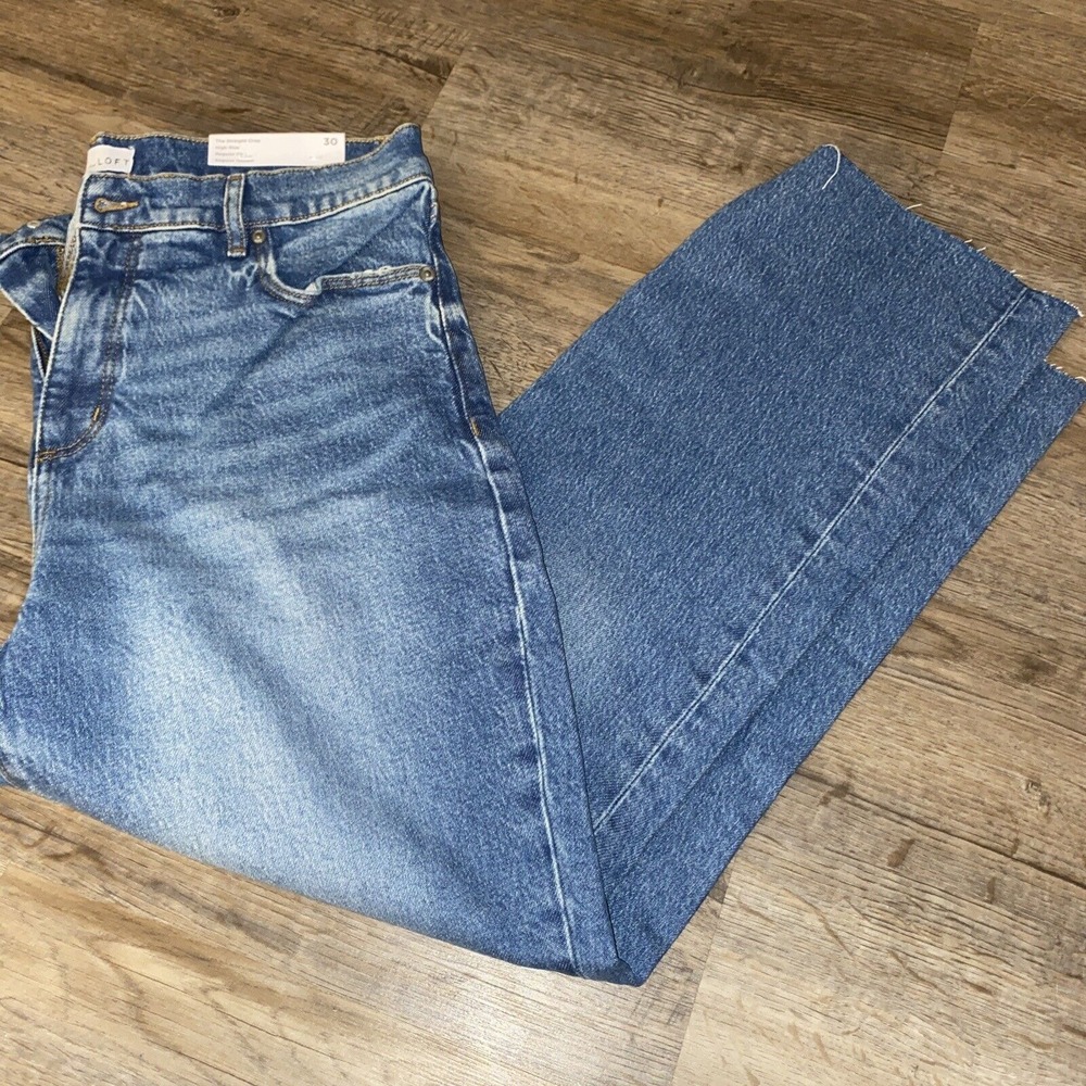 NWT Loft Straight Crop High Rise Regular Fit Jeans, Sz 30